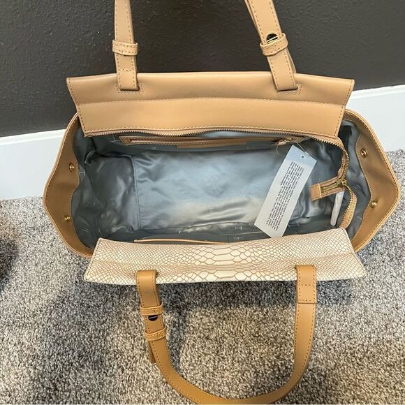 🌼 Spring Sale! 🌼 H by Halston Smooth Leather Satchel with Snake Embossed, NWT - Picture 9 of 12